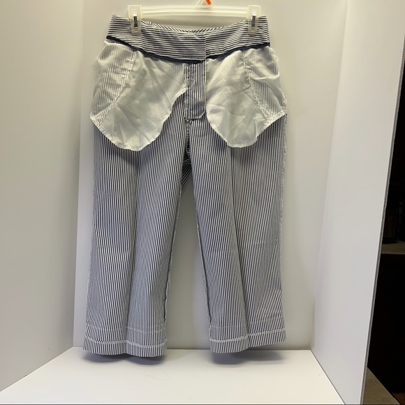 Julie Mitchell Urban Collection Capri Blue and White Stripe Pants Size 4 - Picture 11 of 12
